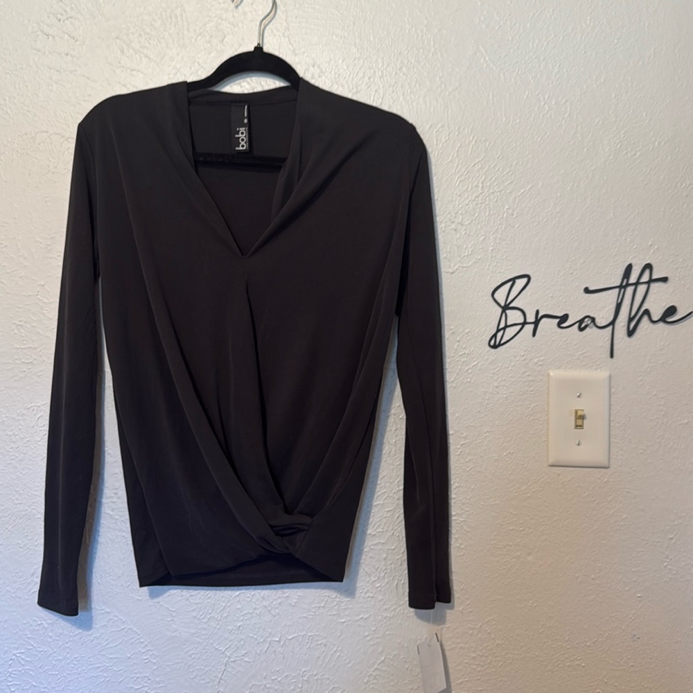 Bobi Los Angeles Crossover V Neck Long Sleeve Top NWT Size XS